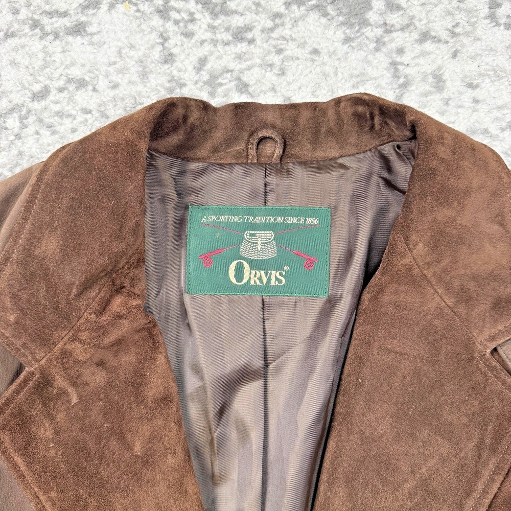 Orvis Sport Coat Mens Large Brown Leather Shooting Hunting Jacket Elbow Patches - Picture 7 of 13